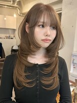 ライン(LINE)&nbsp;韓国風/レイヤー/前髪カット/オリーブ/透明感/ハッシュカット