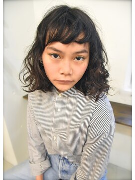 ユノ(juno) 【juno】Trend外国人風ウェーブパーマ★黒髪アッシュ