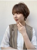 重め前髪 ふんわりマッシュショート/マロンベージュ/20代/30代