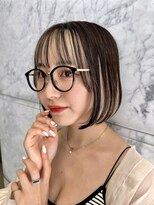 ロンド ストラーダ 心斎橋(Lond strada)&nbsp;マチルダボブ×インナーグレージュ【髪質改善/縮毛矯正】