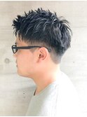 20代30代韓流☆ツイストパーマショートマッシュアッシュブラック