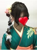 編み込みカチューシャのサイド編みおろし