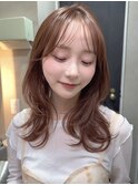ハイトーンベージュ レイヤーカット 顔まわりカット