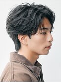 大阪メンズパーマフェザーパーマセンターパートガイルヘアゆるめ