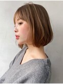 セミディモテ髪レイヤーカットミルクティーブロンド愛され
