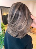 大人おしゃれバレイヤージュ_ダークベージュ×レイヤー_