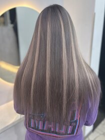 ラピス 福岡天神店(Lapis) アッシュシルバー×ハイライトエクステ