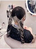 猫耳リボンツインテール/心斎橋ヘアセット
