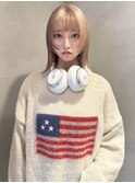 イメチェン/ホワイトブロンド/外ハネボブ/美髪/梅田