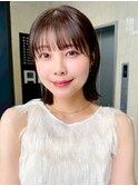 ミニウルフチェリーブラウンブリーチなし前髪ミディアム/新宿
