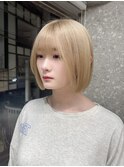 ミルクティーグレージュカラーアッシュグレーベージュカラーボブ