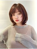 小顔ボブレイヤー/ピンクブラウン大人可愛い透明感カラー◎p越谷