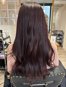 ブリーチなしwカラーのワインレッド