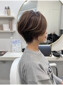 大人かわいい丸みのあるショートボブ　元重
