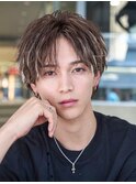 調布ハイライトメンズパーマハイライト刈り上げマッシュウルフ