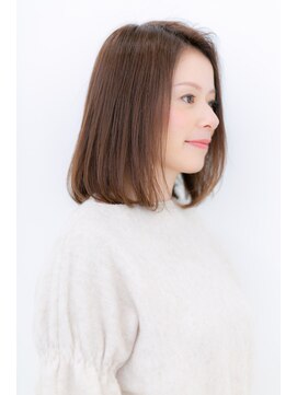 カバーヘア イヴ 戸頭店(COVER HAIR EVE) かきあげ前髪xピンクラベンダー小顔ロブY戸頭30代40代50代