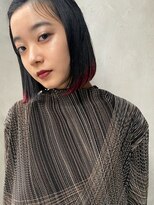 ビビト(bibito)&nbsp;bibito ボブ　裾カラー　赤　ブリーチカラー　ポイントカラー