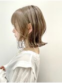 切りっぱなしボブ 外ハネパーマ 波ウェーブ コテ巻き風 t51