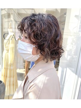 マノハル(MANOHARU) メンズライクマッシュパーマ　ハンサムショートグレージュカラー