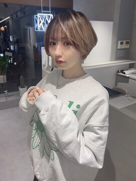 ファイブバイジエクト 堀江(FIVE by The Ect) 【人気デザインカラー☆】バレイヤージュショート×ミルクティー