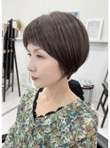セミディーショートヘア 姫カットダークアッシュ