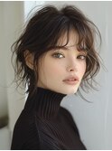 ☆オリーブグレーココアベージュ小顔クラゲヘアー/黒髪/髪質改善