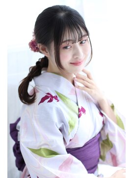 アルベロ(albero) 浴衣 ×タイト 編みおろし ヘアアレンジ 20代 30代