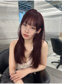 ロングヘアー　ボルドー　髪質改善 赤坂見附