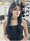 顔まわりレイヤー 艶カラー 暗髪 韓国風 髪質改善 福岡美容室