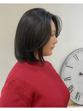 セットアップ 岡山北長瀬店(SET-UP) レイヤーボブ 黒髪 ブルーブラック 艶髪 ミディアムカット
