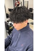 刈り上げマッシュ波巻きパーマ