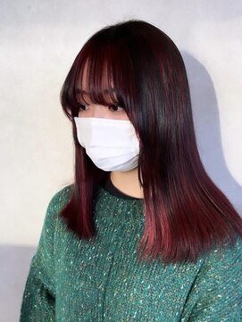 アース コアフュールボーテ 上尾店(EARTH coiffure beaute) アンブレラカラー_レッドブラック_ケアブリーチ