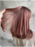 ダブルカラーピンクベージュベージュカラーケアブリーチレイヤー
