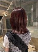 レッドカラーカススカラーワインレッド赤髪ワンカラー暖色カラー