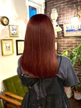 アズグロウヘアー(AS GROW HAIR) 深みレッドブラウンストレートアプリコットオレンジ