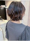福山人気ショートゆるふわニュアンスパーマ立体感マロンブラウン