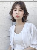 大人可愛い外ハネボブアッシュブラウンことりベージュネオウルフ
