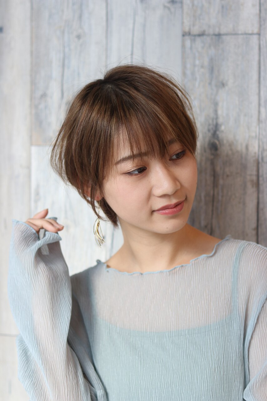 フレンチガーリー/ワイドバング/くせ毛ショート/ダブルカラー