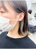 大人可愛いストレートくびれボブインナーカラー肩ライン外ハネ