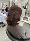 大人ミディアム　ピンクカラー　白髪染め