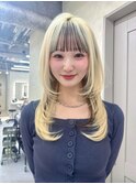 ミディアムレイヤーカット/髪質改善/韓国/前髪/新宿/ブリーチ