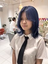 ステラ ヘア デザイン サロン(STELLA hair design salon)&nbsp;ハッシュカット×ネイビーブルー 【由比藤】