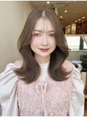 セミロングレイヤー ツーウェイバング オリーブベージュ
