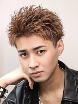 オーシャントーキョーウエスト 心斎橋 (OCEAN TOKYO WEST) ツーブロックブラウンカラーメンズアップバング