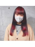 ハイトーン裾カラーレッド10代20代