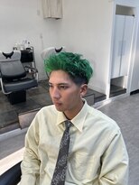 メンズ サロン ドット トウキョウ 町田店(men's salon dot. tokyo)&nbsp;【小柳裕夢】緑色スパイキーショート