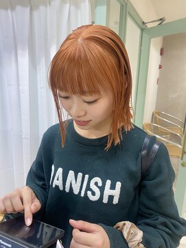 ヘーゼル 博多(HAZEL.) ハイトーンオレンジ／ボブ