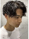 センターパートパーマ