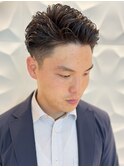 ビジネスパーマ◎ツーブロック×フェード×かき上げ
