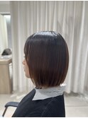 前下がりボブ 切りっぱなしボブ ショートボブ 縮毛矯正 美髪
